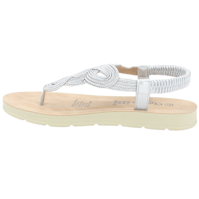 Sandalia Chalada Mujer Quina-1 Plateado Plano Sandalias Chalada