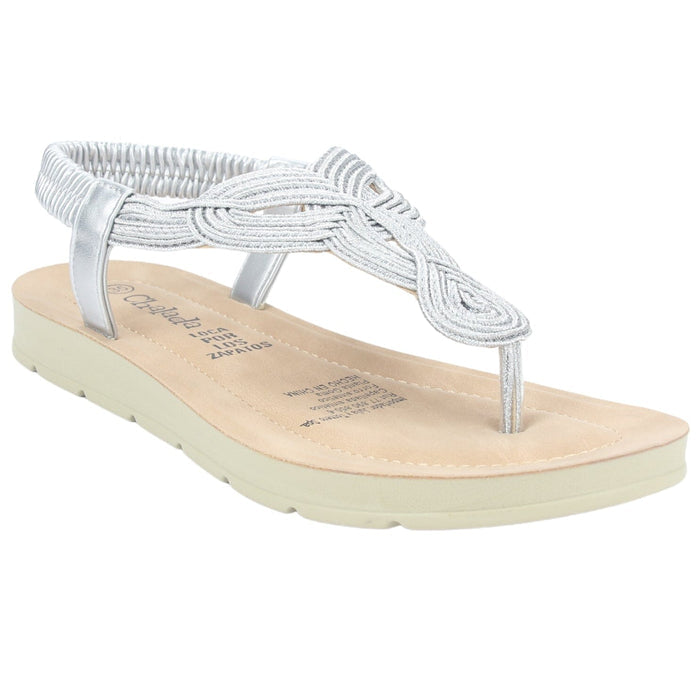 Sandalia Chalada Mujer Quina-1 Plateado Plano Sandalias Chalada