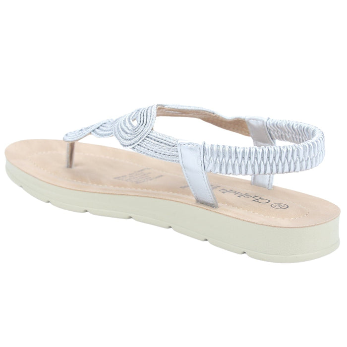 Sandalia Chalada Mujer Quina-1 Plateado Plano Sandalias Chalada