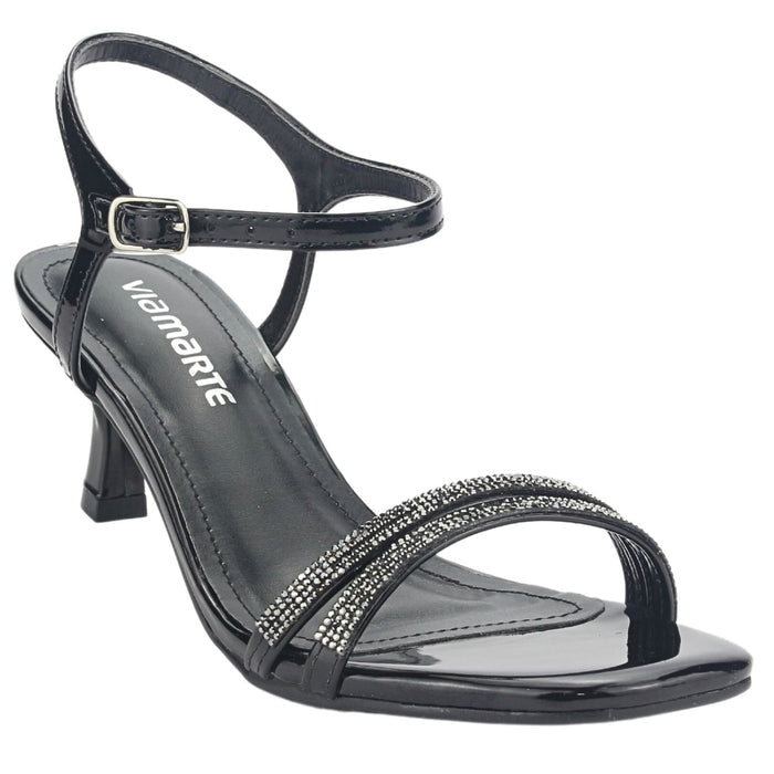 Sandalia Via Marte Mujer 23-18504 V Preto Casual Sandalias Taco Via Marte