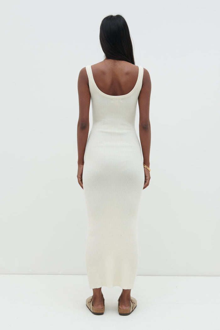 Nisha Is 5'7" & Wears Size UK S|Sian Scoop Neck Knit Midaxi Dress - Cream