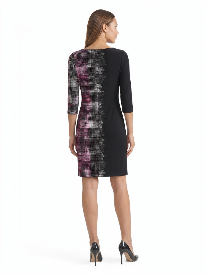 Petite Side Pleat Dress, Everyday Knit, Cerise Multi | Kasper