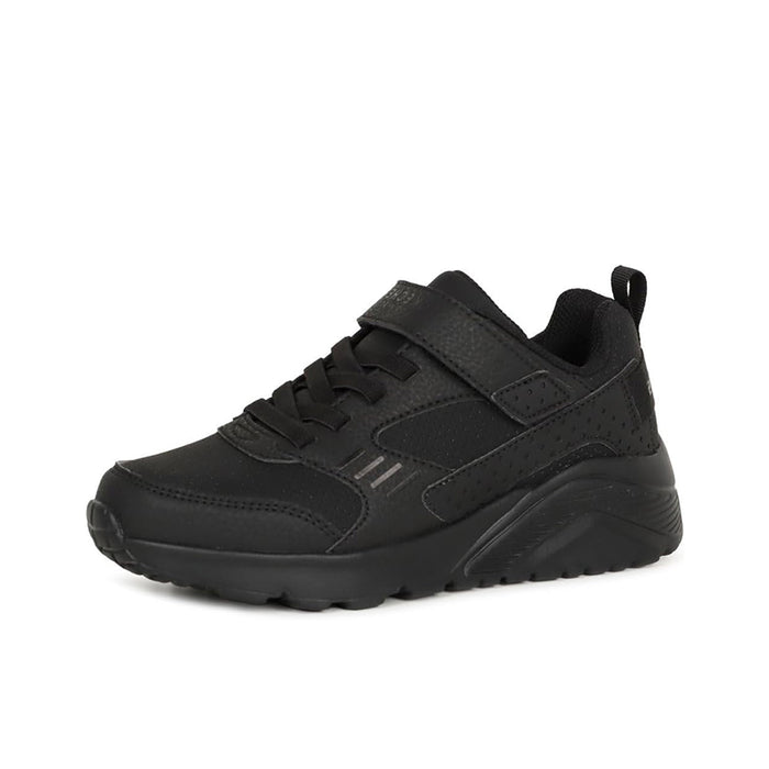 Black boys lace-up sneakers with padded collar and grippy rubber sole
