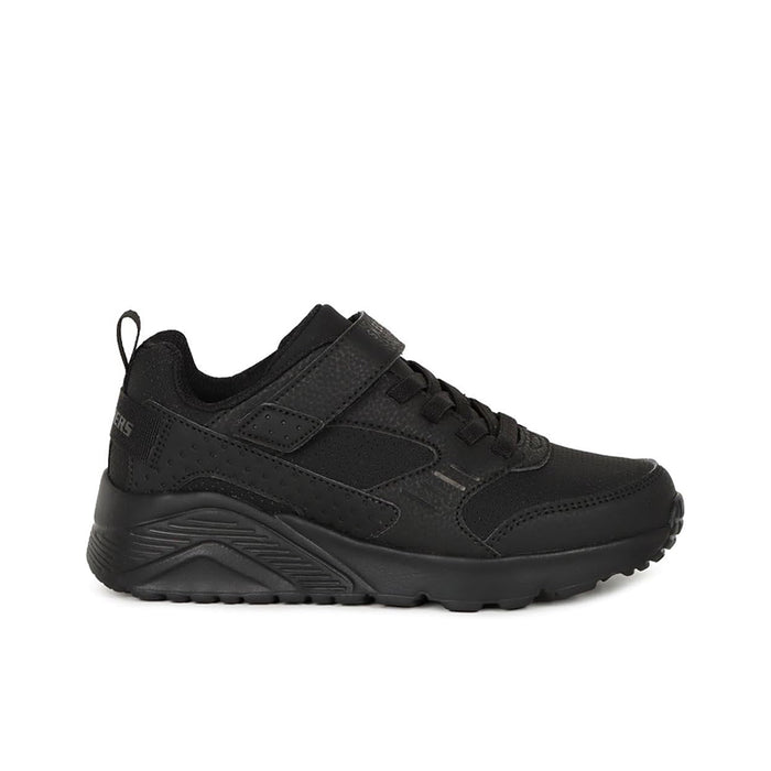 Black boys lace-up sneakers with strap detail and chunky tread sole