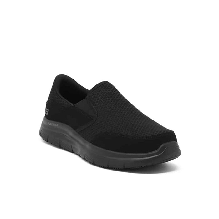 Men's black textile slip-on sneakers with cushioned sole