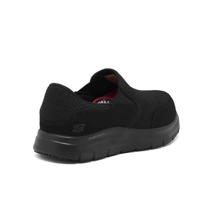 Men's black textile slip-on sneakers, rear view, padded collar