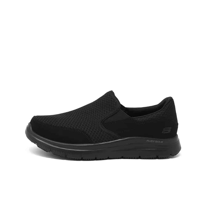 Men's black textile slip-on sneakers with mesh upper and side logo