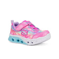 Girls pink-to-lavender sneakers with heart logo, hook-and-loop strap, chunky light sole