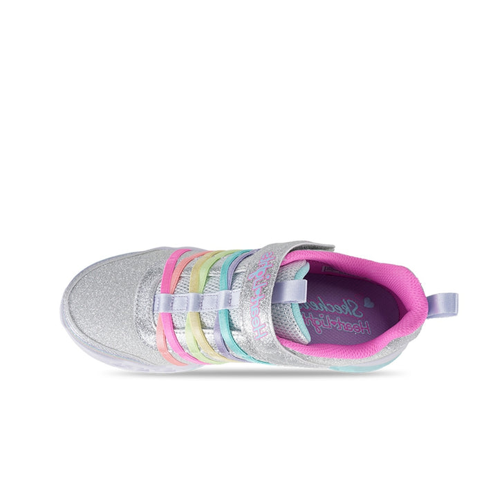 Girls' multicolor glitter sneakers side view with pink interior lining and strap