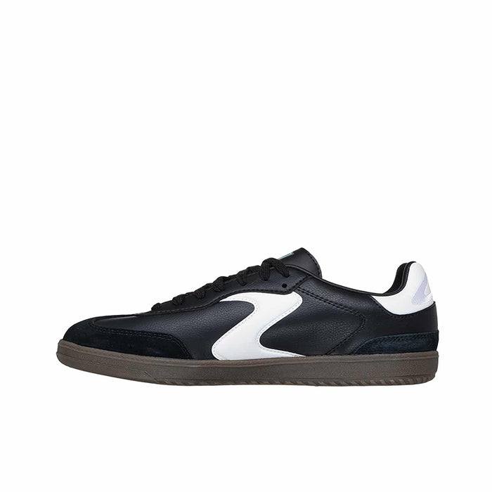 Men's black lace-up sneakers, low-top with white side emblem