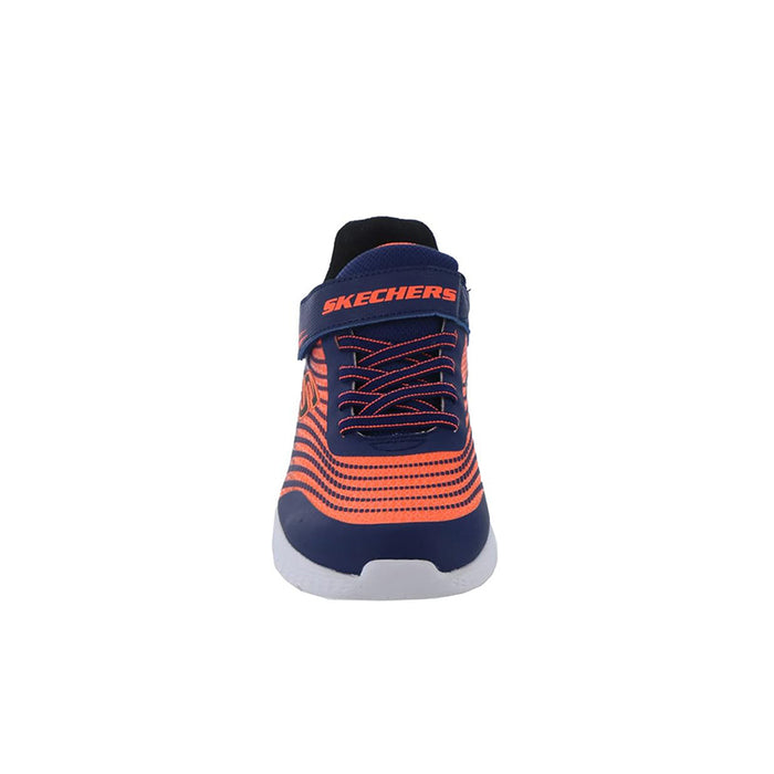 Boys navy and orange high-back sneaker with lace-up detail and cushioned sole