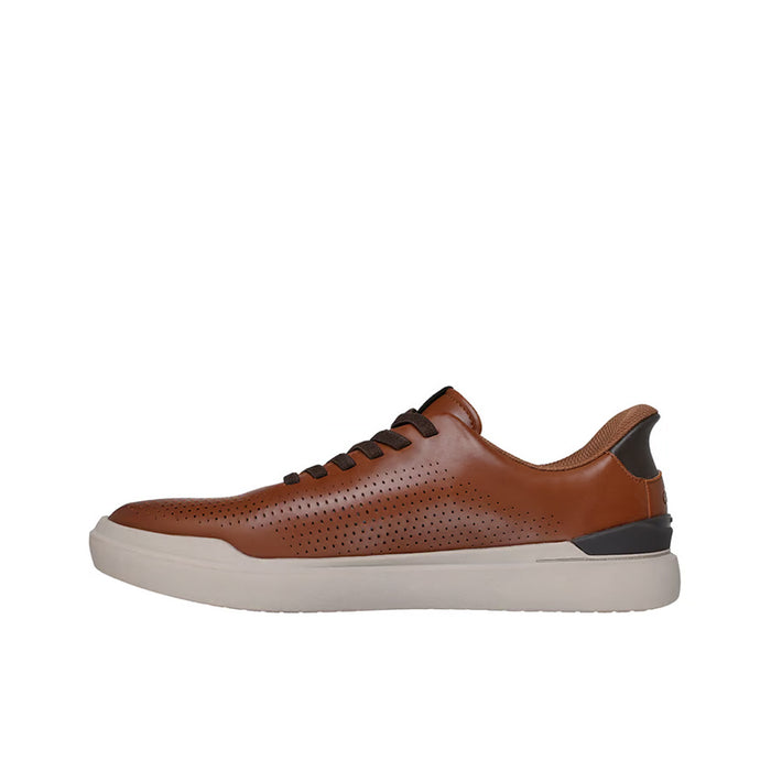 Men's Skechers slip-in sneakers in brown with dark heel panel and white sole