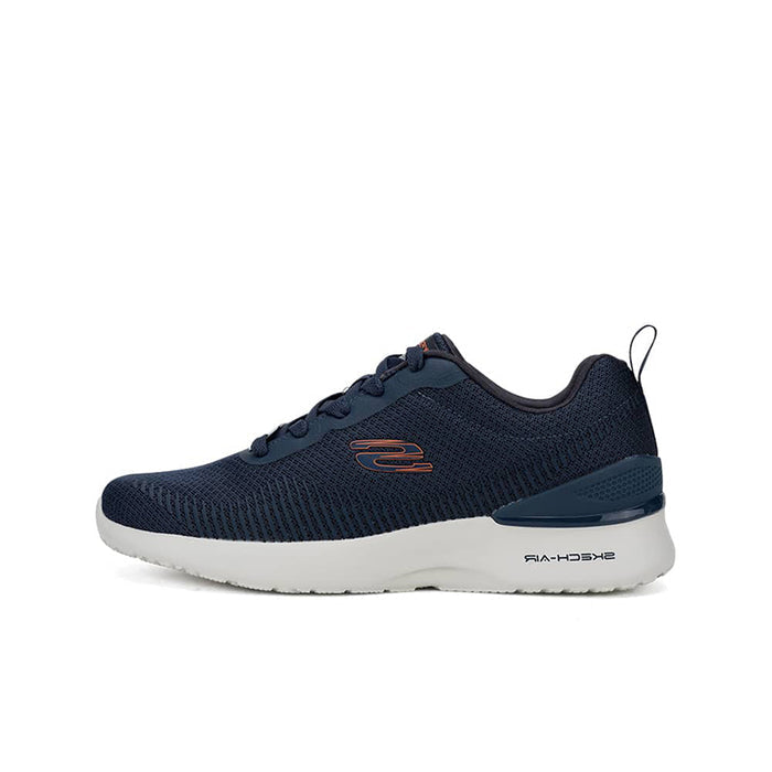 Men's navy casual sneaker with mesh upper, lace-up closure, and white midsole