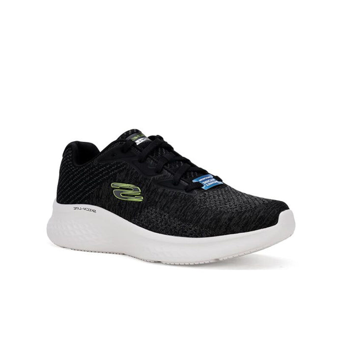 Men's Skechers Skech-Lite Pro sneakers in black mesh with lime accent logo and white sole