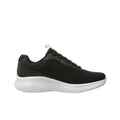Black men's mesh sneaker with white sole, lace-up