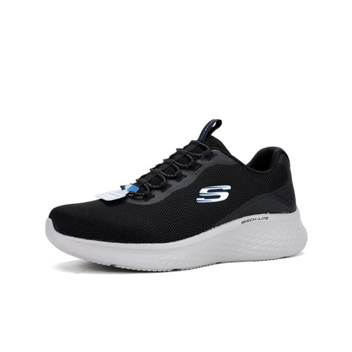 Black men's mesh sneaker, S logo and white midsole