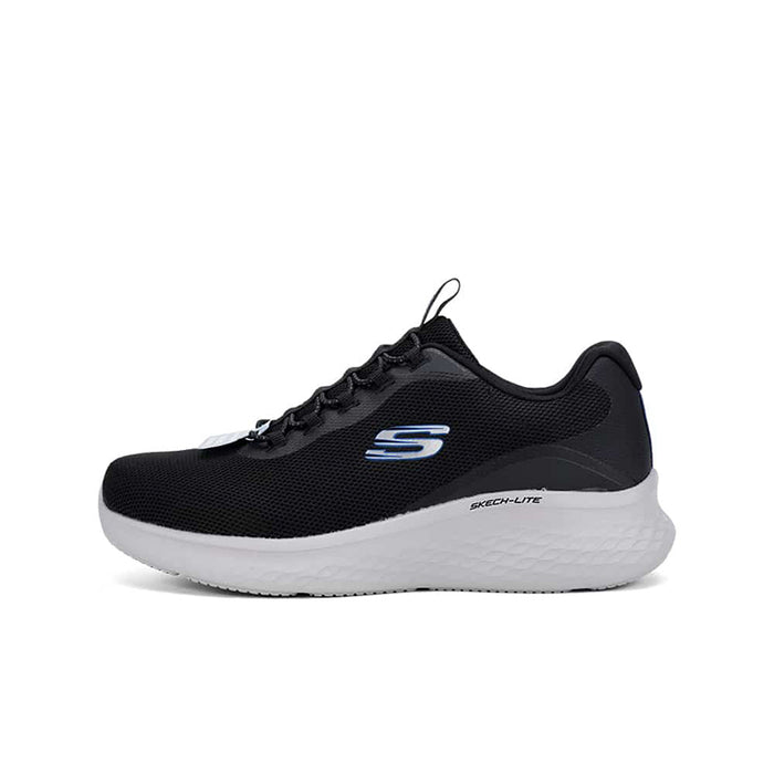 Black men's mesh sneaker with S emblem and cushioned sole