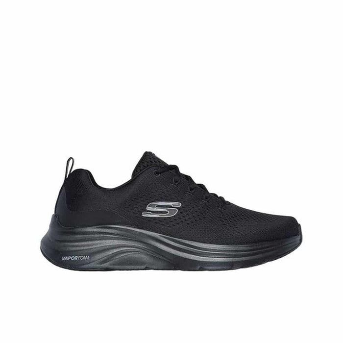 Men's black mesh sneakers with lace-up front and chunky cushioned sole
