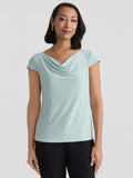 Plus Sleeve Yoke Cap Sleeve Top, Everyday Knit, Sea Glass | Kasper