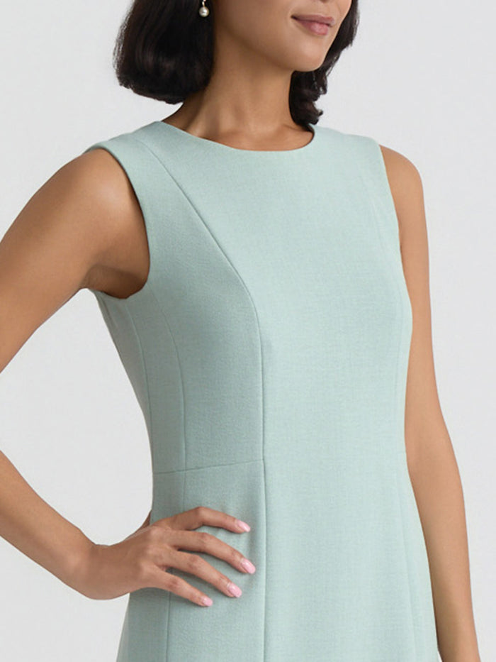Petite Sleeveless Seamed Sheath Dress, Pebble Crepe, Sea Glass | Kasper