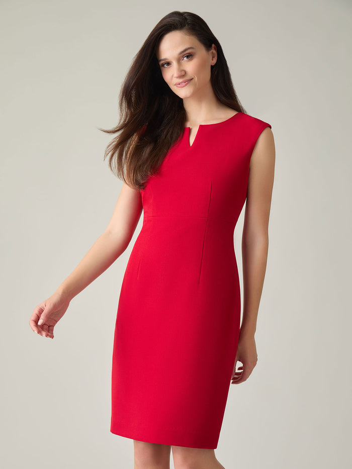 Charlotte Dress, Iconic Stretch Crepe, Fire Red | Kasper