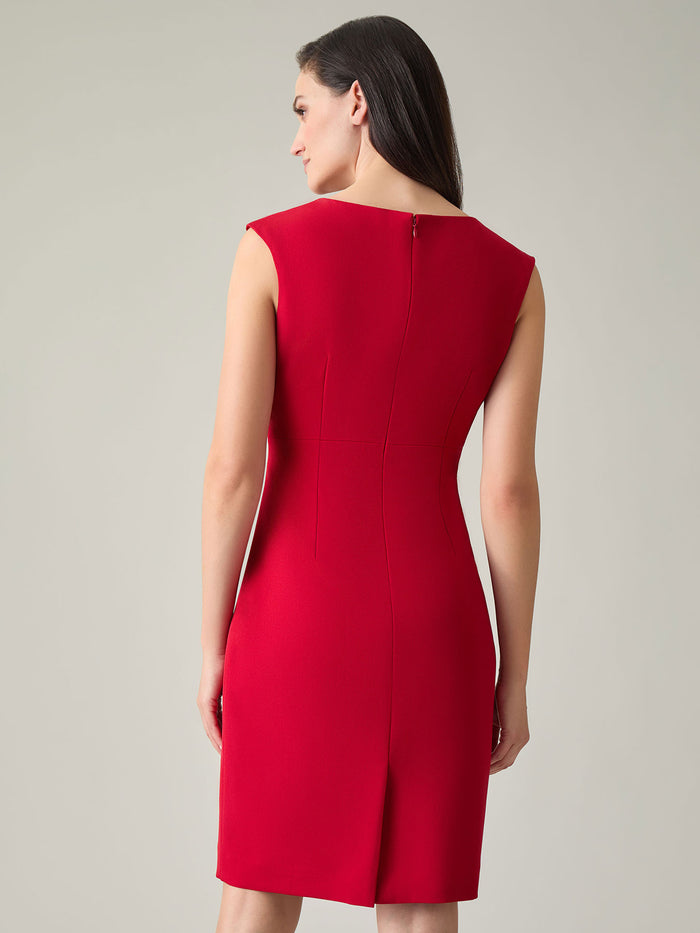 Charlotte Dress, Iconic Stretch Crepe, Fire Red | Kasper