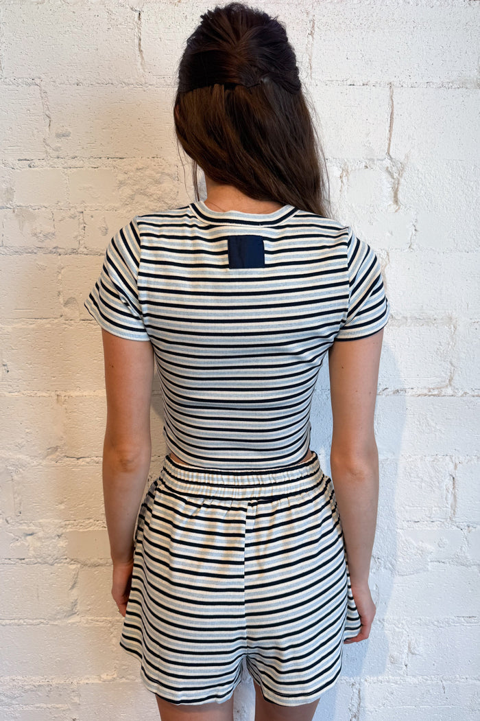 Sweet Escape Striped Shorts Blue Back, adeline boutique, dallas boutique, boutique