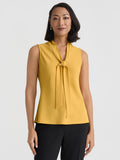 Tie Neck Sleeveless Blouse, Butterscotch | Kasper