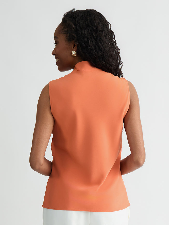 Petite Tie Neck Sleeveless Blouse, Mandarin | Kasper