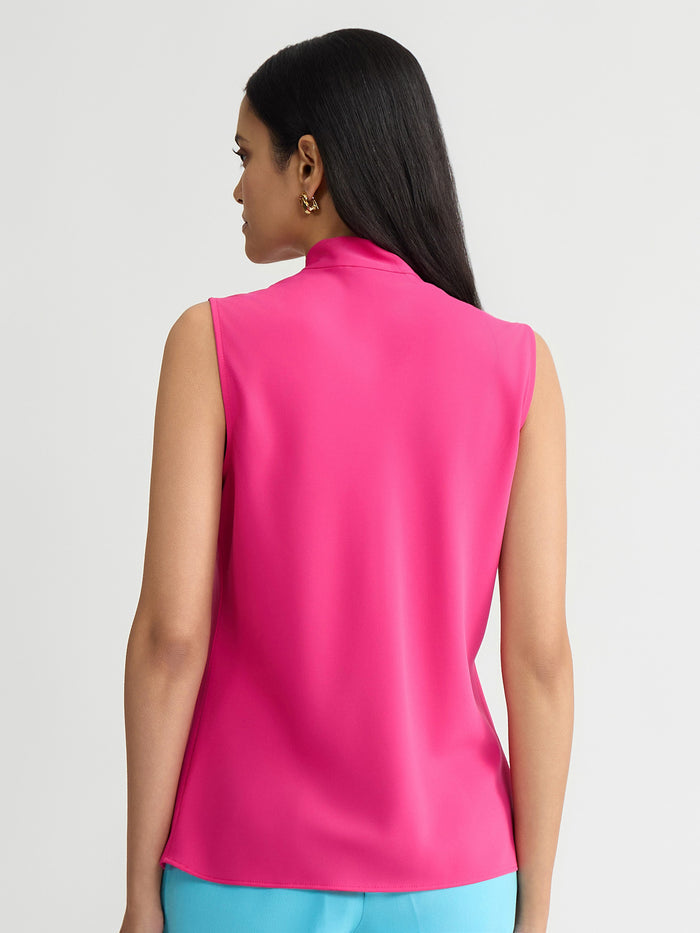 Tie Neck Sleeveless Blouse, Pink Perfection | Kasper