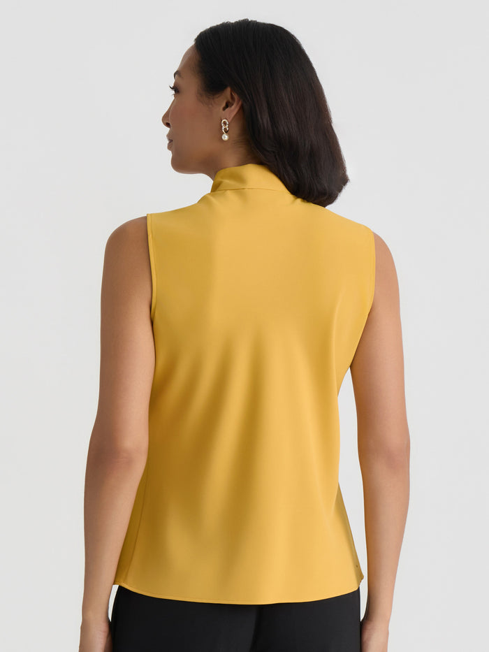 Tie Neck Sleeveless Blouse, Butterscotch | Kasper