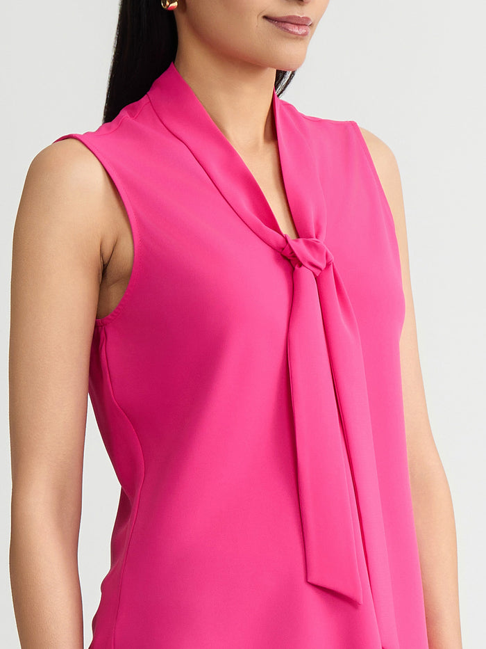 Tie Neck Sleeveless Blouse, Pink Perfection | Kasper