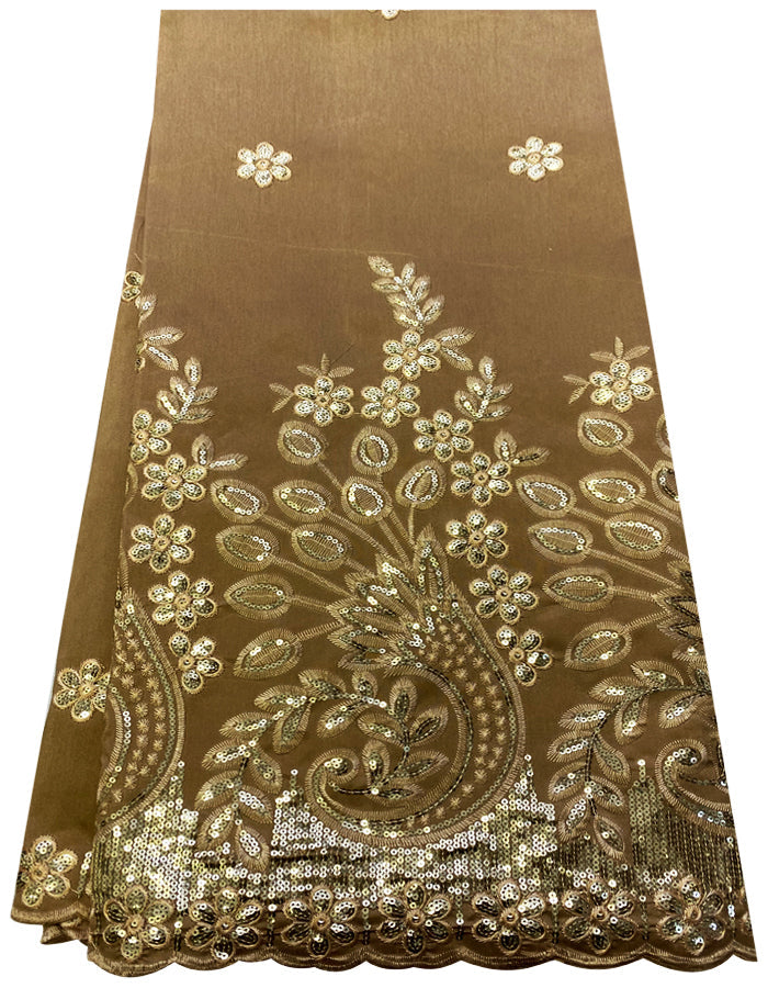 Tortilla Brown African George Lace Fabric