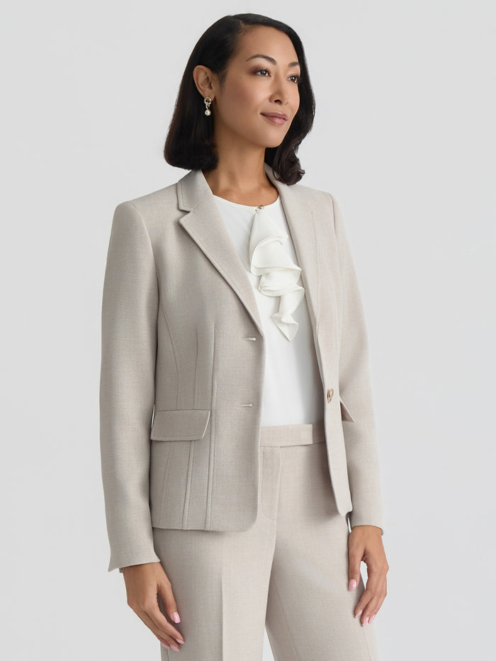 Petite Two Button Blazer, Pebble Crepe, Summer Straw | Kasper