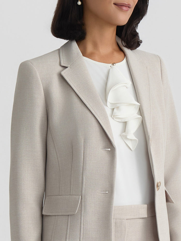 Petite Two Button Blazer, Pebble Crepe, Summer Straw | Kasper
