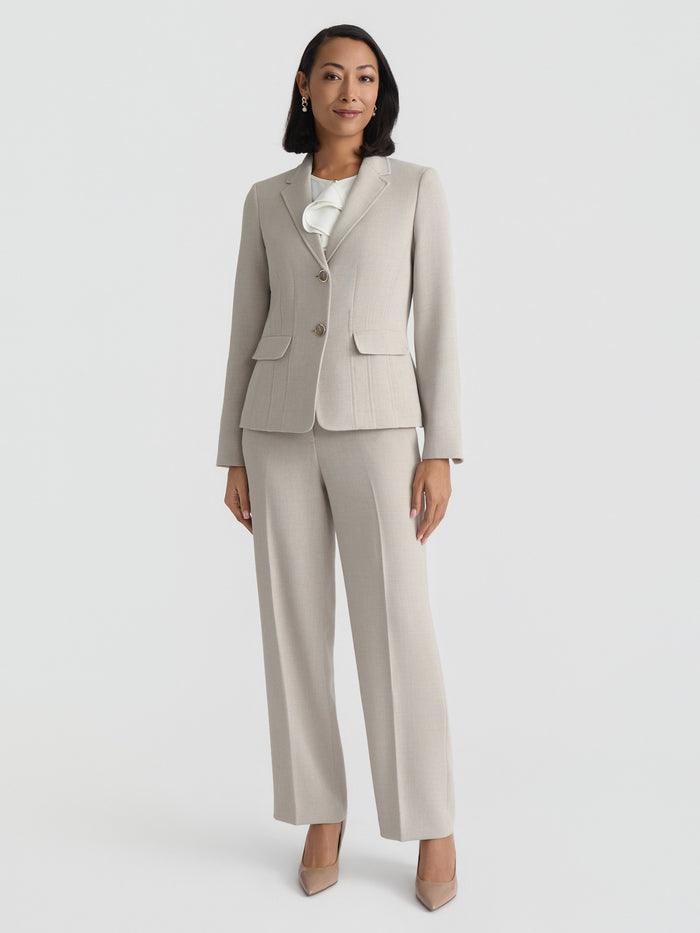 Petite Two Button Blazer, Pebble Crepe, Summer Straw | Kasper