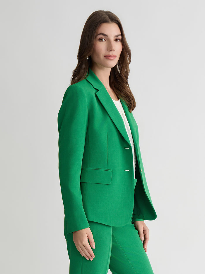 Two Button Blazer, Stretch Crepe, Lush Green | Kasper