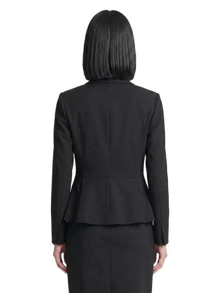 Petite Two Button Jacket, Washable Bi-Stretch, Black | Kasper