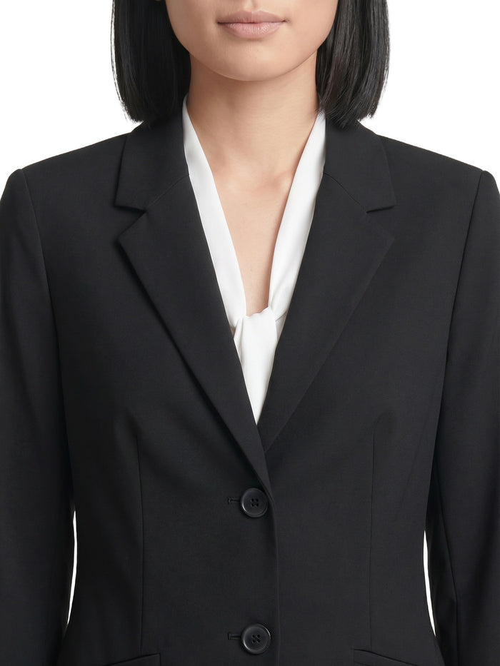 Petite Two Button Jacket, Washable Bi-Stretch, Black | Kasper