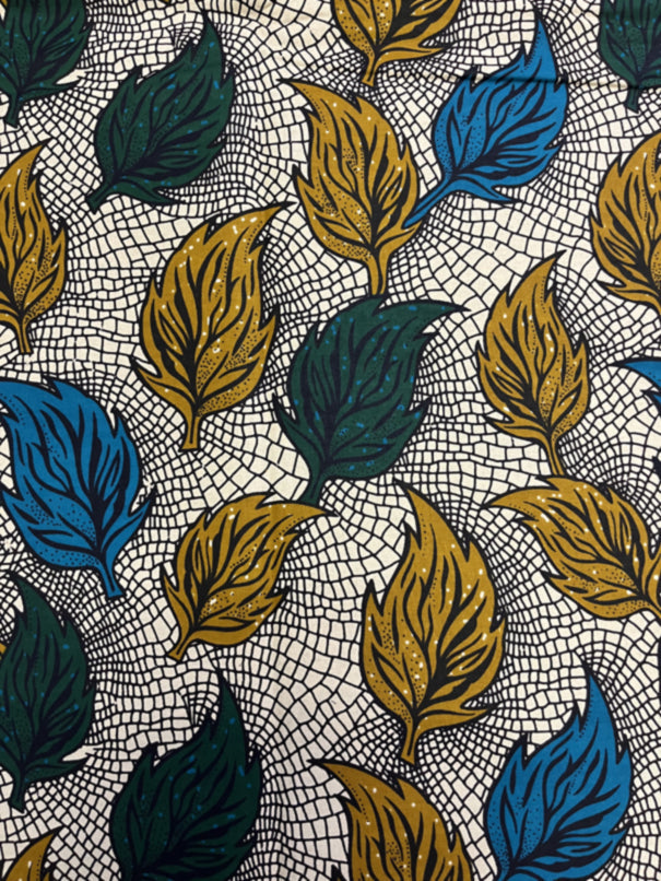 Veritable Block Prints Super Chiganvy Brand Wax Leaves Print Fabric