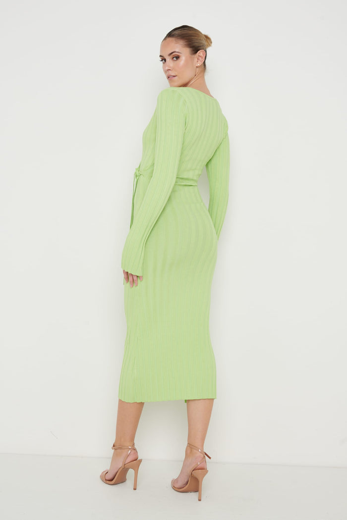 Meg Is 5'9" & Wears Size UK S|Vinnie Wrap Tie Midaxi Dress - Apple Green