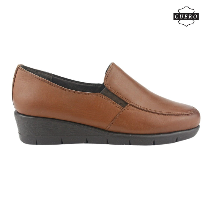 Zapato de Cuero Chalada Mujer Calafate-1 Café Casual Mocasines Taco Chalada