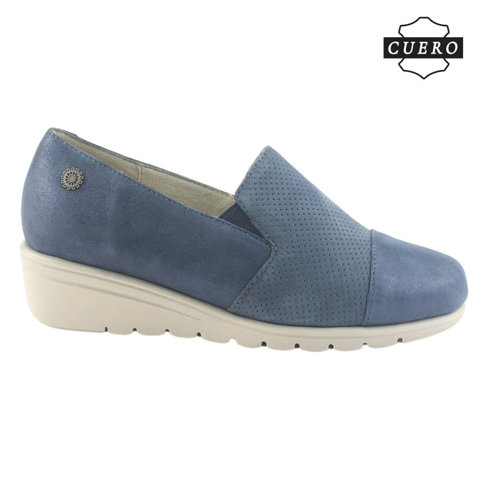 Zapato de Cuero Chalada Mujer Casia-1 Azul Casual Zapatos Planos Comfort Chalada