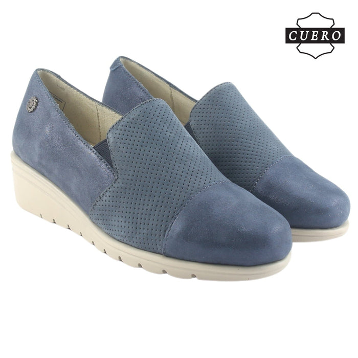 Zapato de Cuero Chalada Mujer Casia-1 Azul Casual Zapatos Planos Comfort Chalada