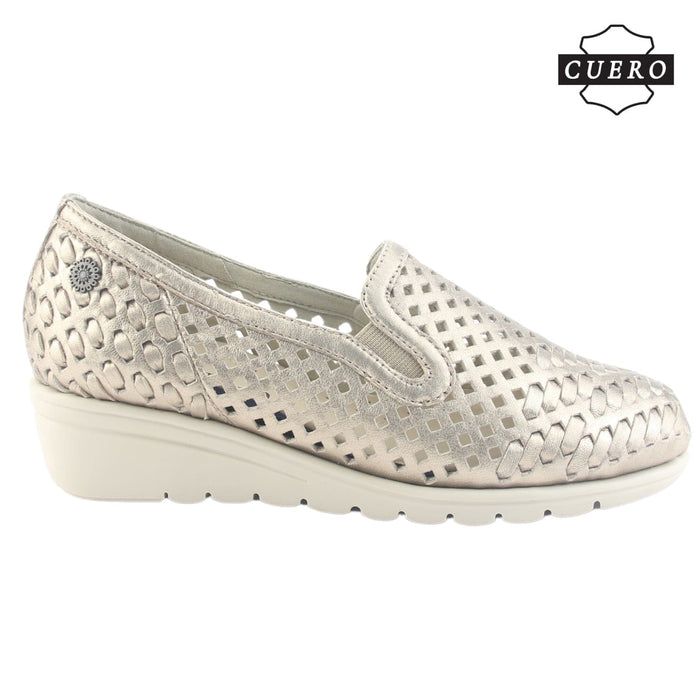 Zapato de Cuero Chalada Mujer Crose-1 Dorado Casual Zapatos Planos Comfort Chalada