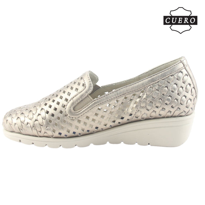 Zapato de Cuero Chalada Mujer Crose-1 Dorado Casual Zapatos Planos Comfort Chalada