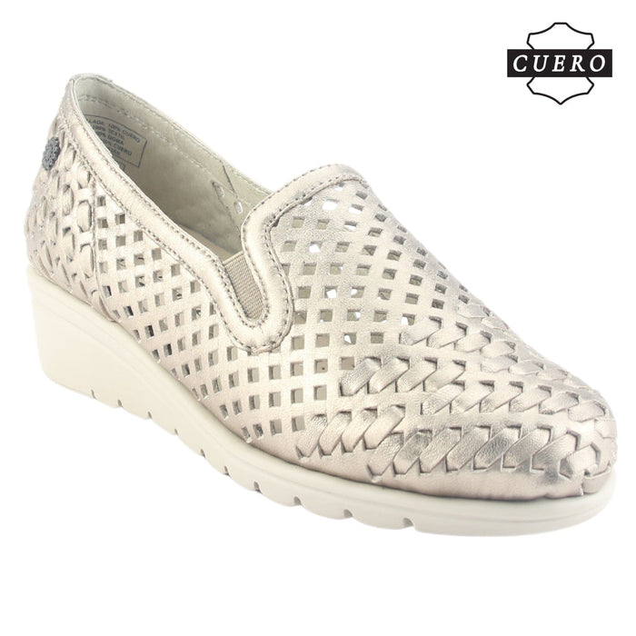 Zapato de Cuero Chalada Mujer Crose-1 Dorado Casual Zapatos Planos Comfort Chalada