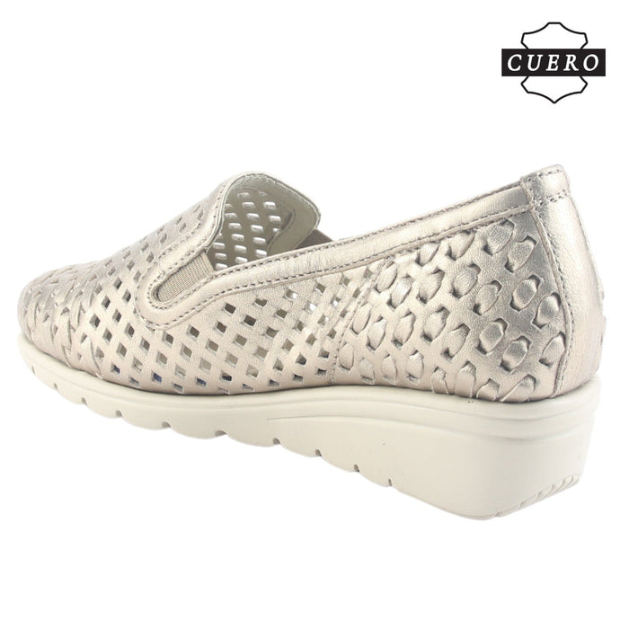 Zapato de Cuero Chalada Mujer Crose-1 Dorado Casual Zapatos Planos Comfort Chalada
