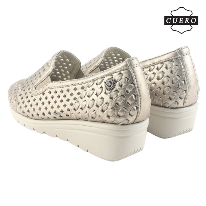 Zapato de Cuero Chalada Mujer Crose-1 Dorado Casual Zapatos Planos Comfort Chalada