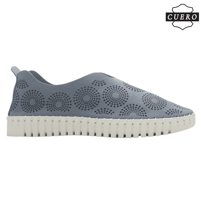 Zapato de Cuero Mujer Chalada Tren-1 Azul Casual Zapatos Planos Comfort Chalada
